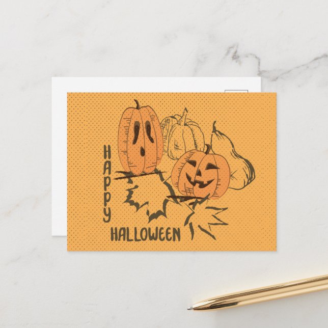 Happy Halloween Vintage Postcard (Front/Back In Situ)