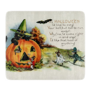 Happy Halloween Vintage Postcard Art Cutting Board