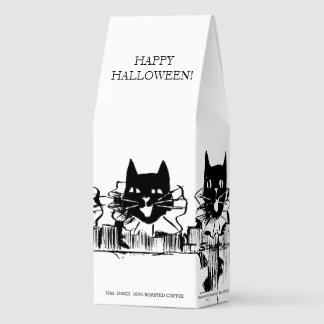 HAPPY HALLOWEEN VINTAGE SINGING BLACK CATS ROASTED COFFEE