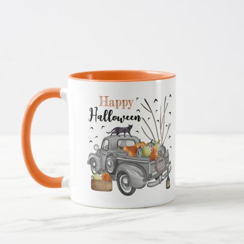 Happy Halloween Vintage Truck Pumpkins Mug