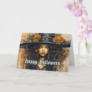 Happy Halloween Voodoo Witch Illustration Card
