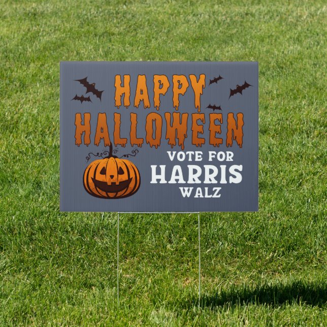 Happy Halloween Vote Harris Walz 2024 Sign (Insitu)