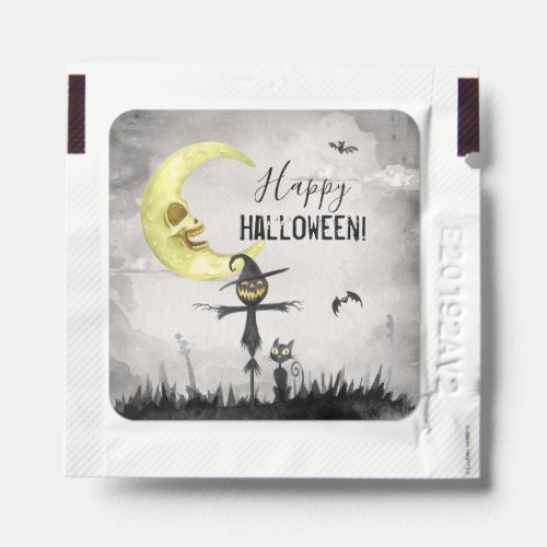 Happy Halloween Watercolor Spooky Scene Party Hand Sanitizer Packet