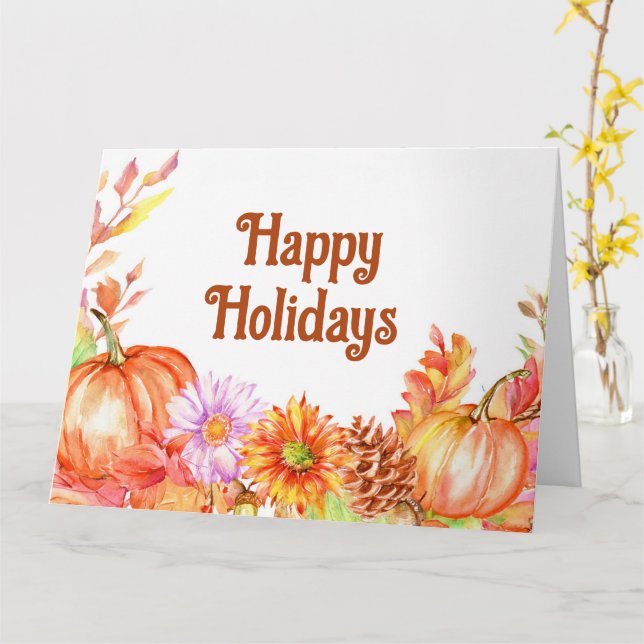 Happy Halloween Watercolour Card (Yellow Flower)