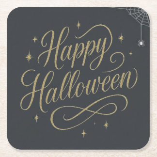 happy halloween web square paper coaster