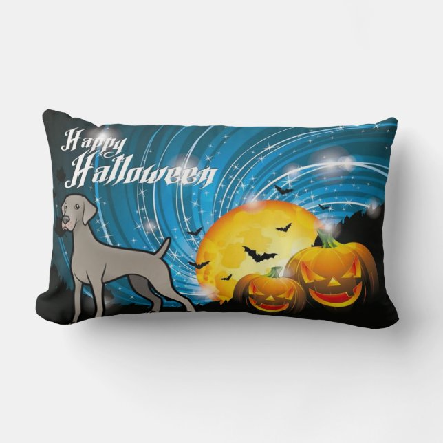 Happy Halloween Weimaraner Lumbar Pillow (Front)
