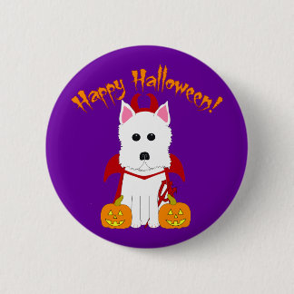 Happy Halloween Westie Devil Pinback Button