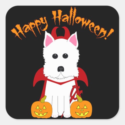 Happy Halloween Westie Devil Stickers