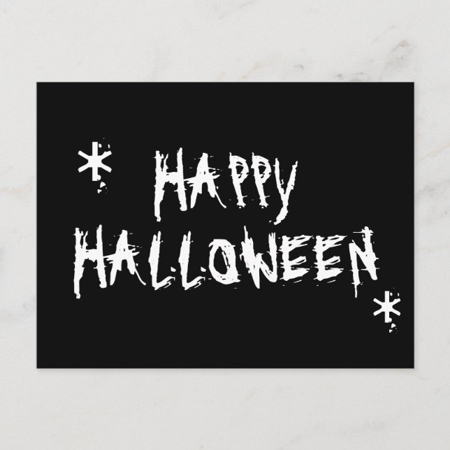 Happy Halloween white and black spooky scary Postcard (Front)