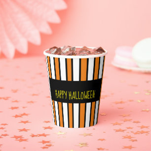 Happy Halloween White, Black And Orange Paper cup