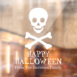 Happy Halloween white skull skeleton personalized Window Cling