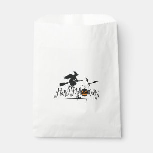 Happy Halloween Witch And Bats Favor Bag