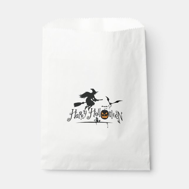 Happy Halloween Witch And Bats Favor Bag (Front)