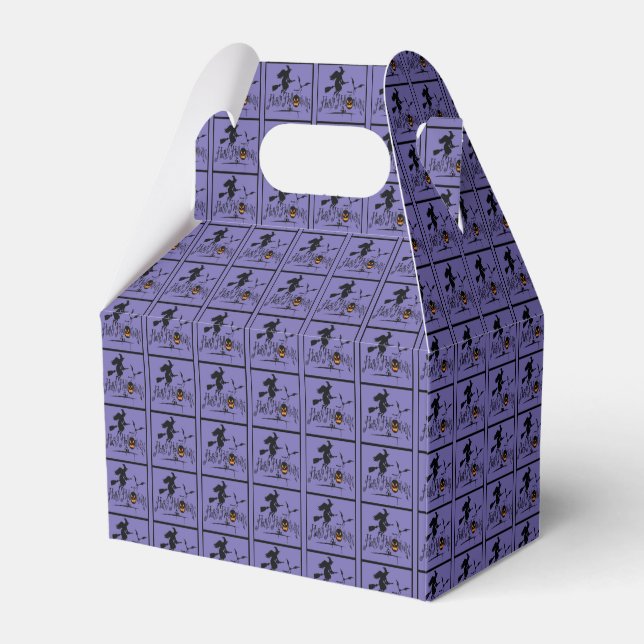 Happy Halloween Witch And Bats Favor Boxes (Front Side)