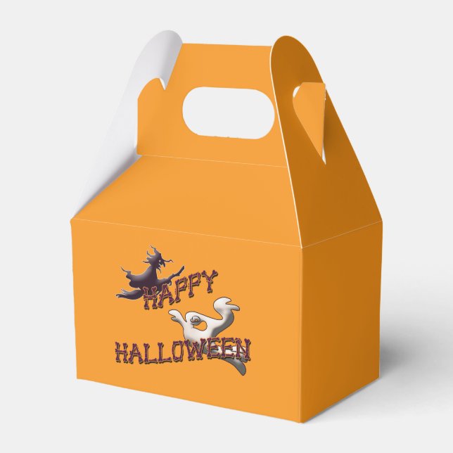 Happy Halloween Witch and Ghost Spooky Customized Favor Boxes (Front Side)