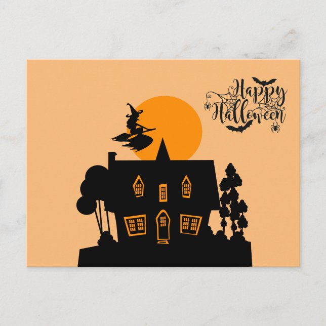 Happy Halloween Witch Background postcard (Front)