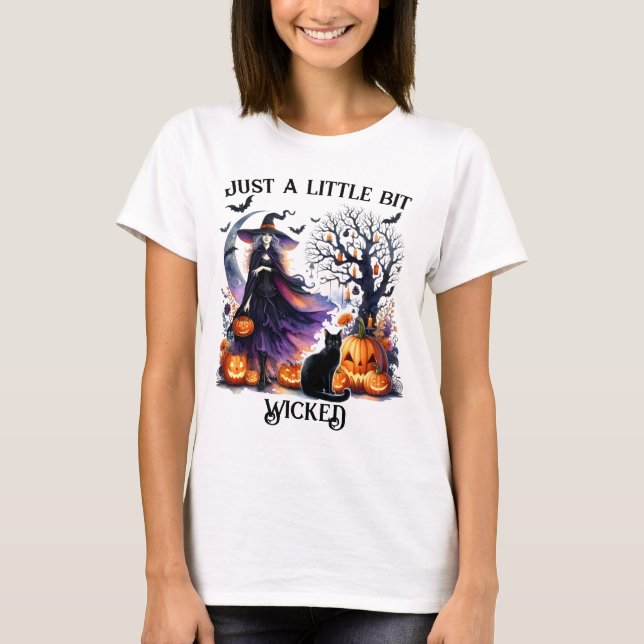 Happy Halloween Witch Bats "Black Cat" pumpkins  T-Shirt (Front)