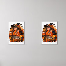 Happy Halloween Witch & Black Cat Pumpkin Gift for