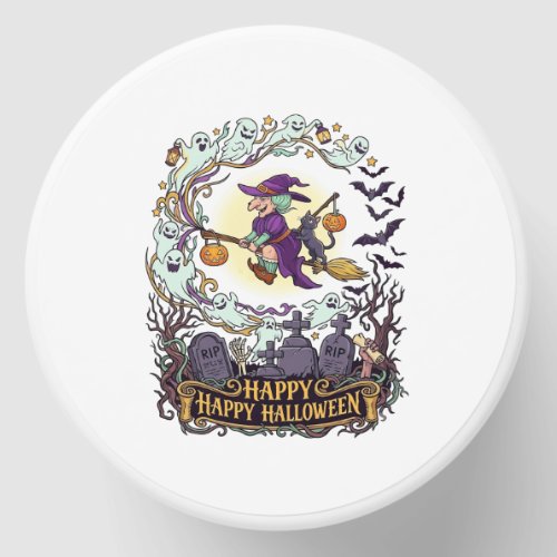 Happy Halloween Witch Broom Black Cat Ghosts_1 Mini Candle Favors