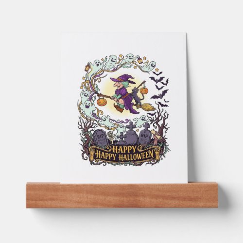 Happy Halloween Witch Broom Black Cat Ghosts_1 Picture Ledge