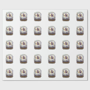 Happy Halloween Witch Broom Black Cat Ghosts_1 Wrapping Paper