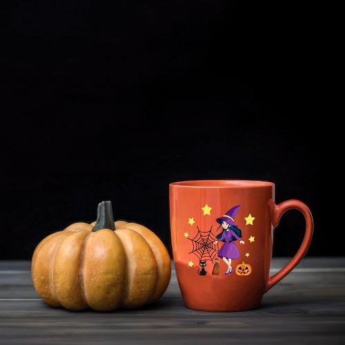 happy Halloween witch broom pumpkin cat Coffee Mug