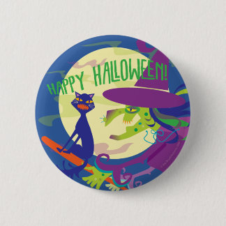 HAPPY HALLOWEEN WITCH BUTTON