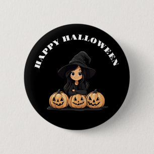 Happy Halloween Witch Button