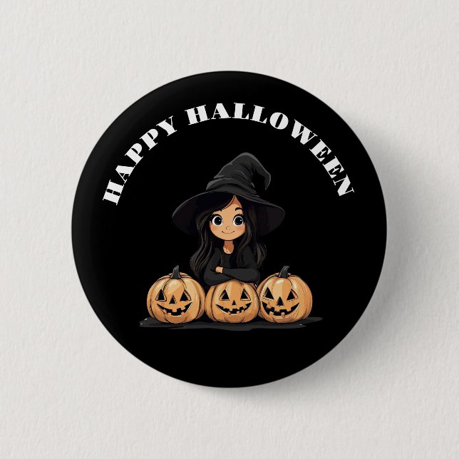 Happy Halloween Witch Button (Front)
