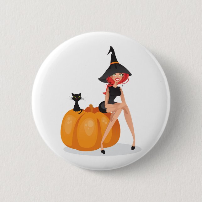 Happy Halloween Witch Button (Front)
