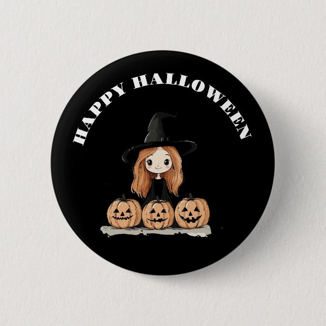 Happy Halloween Witch Button (Front)