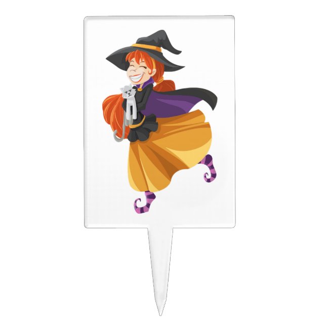 "HAPPY HALLOWEEN" WITCH CAKE TOPPER (Front)