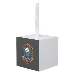 Happy Halloween Witch Castle Skulls Fat Drink Be S Cube Ornament