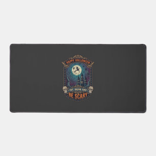 Happy Halloween Witch Castle Skulls Fat Drink Be S Desk Mat