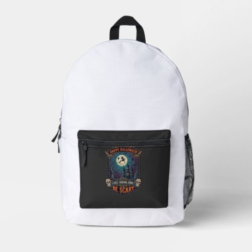 Happy Halloween Witch Castle Skulls Fat Drink Be S Printed Backpack