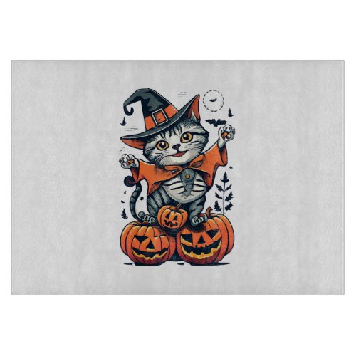 Happy Halloween Witch Cat Cutting Board