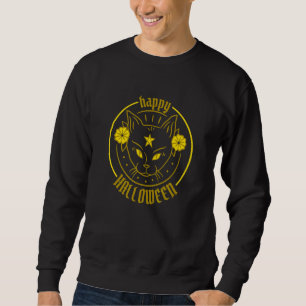 Happy Halloween Witch Cat Wicca Wiccan Pagan Hallo Sweatshirt