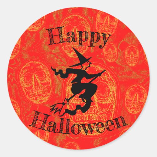 Happy Halloween Witch_ Classic Round Sticker