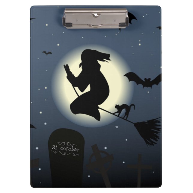 "HAPPY HALLOWEEN" WITCH CLIPBOARD (Front)