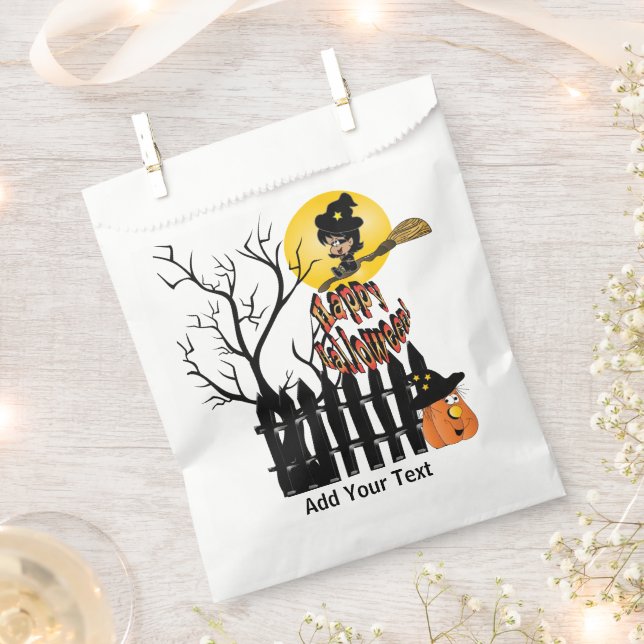 Happy Halloween Witch  Favor Bag (Clipped)