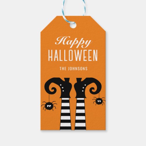 Happy Halloween Witch Feet Orange  Gift Tags