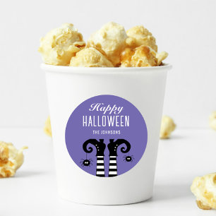 Happy Halloween Witch Feet Purple Square Sticker