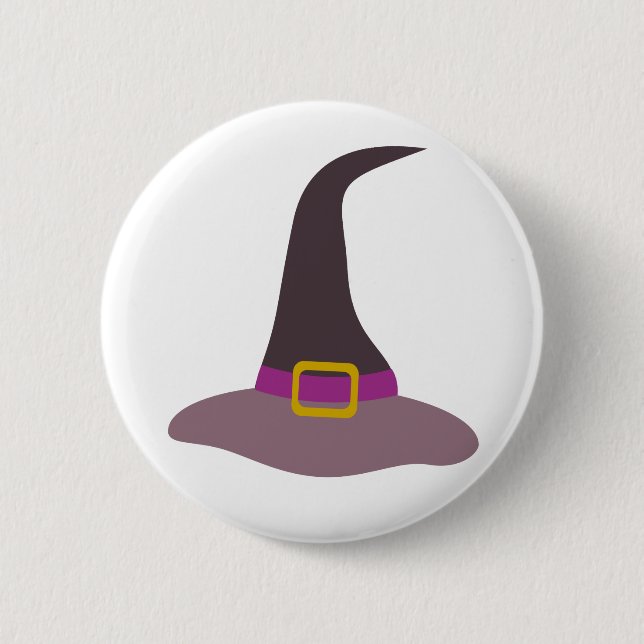 Happy Halloween Witch Hat Button (Front)