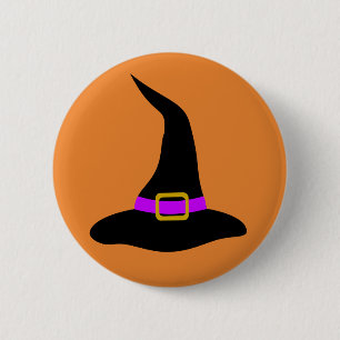 Happy Halloween Witch Hat Button