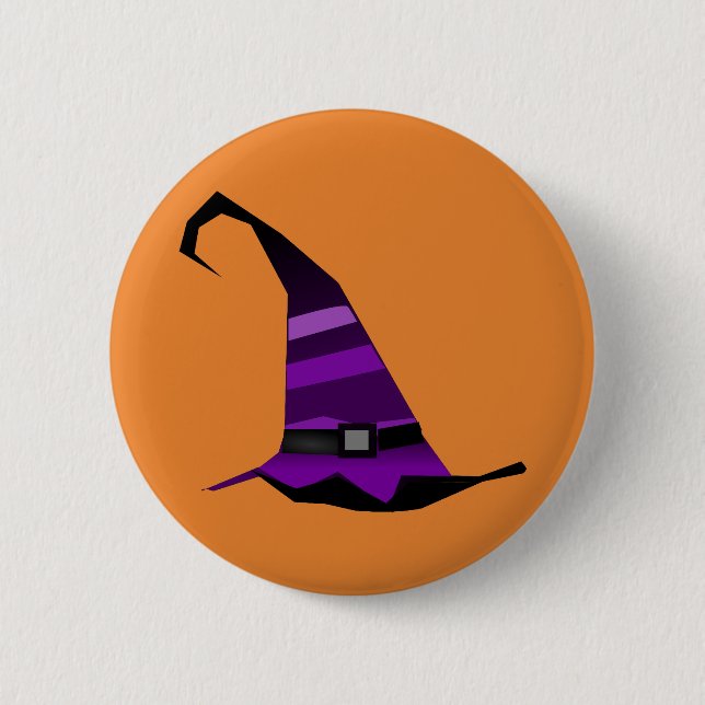 Happy Halloween Witch Hat Button (Front)