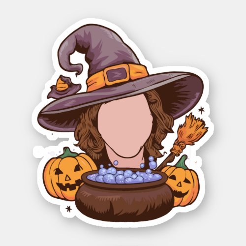 Happy Halloween Witch Hat Spooky Sticker