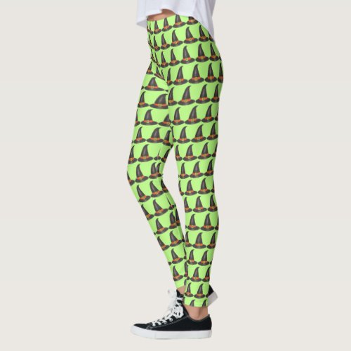 Happy Halloween Witch Hat Trick or Treat Costume Leggings