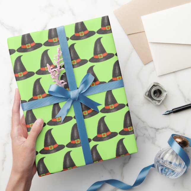 Happy Halloween Witch Hat Trick or Treat Costume Wrapping Paper (Gifting)