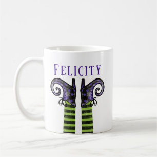 Happy Halloween Witch Illustration Name & Initial Coffee Mug