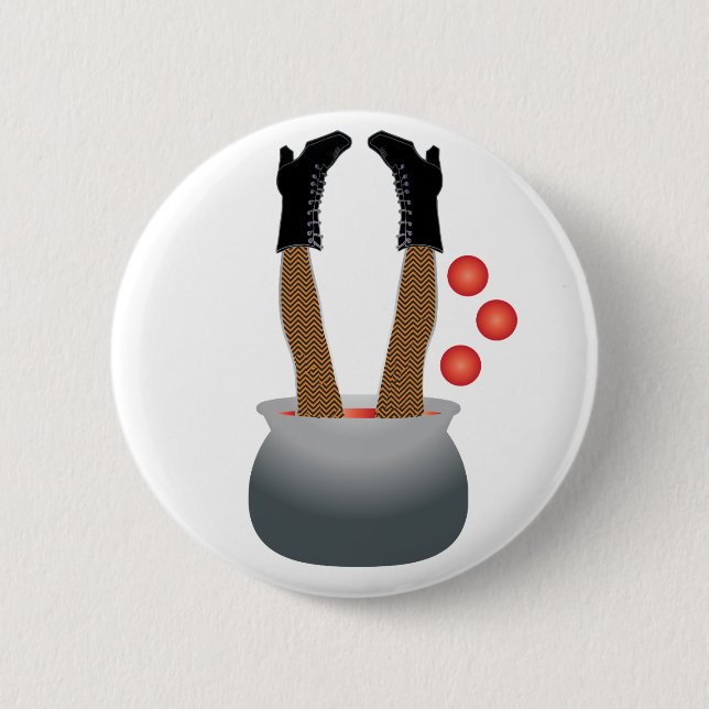 Happy Halloween Witch Leg Button (Front)